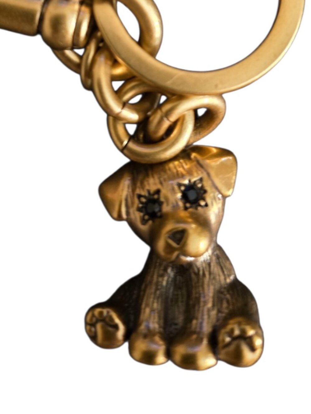 Coach Puppy Dog Bag Charm Keychain Brass Gold Tone NWOT Dust Bag Included - Picture 4 of 7